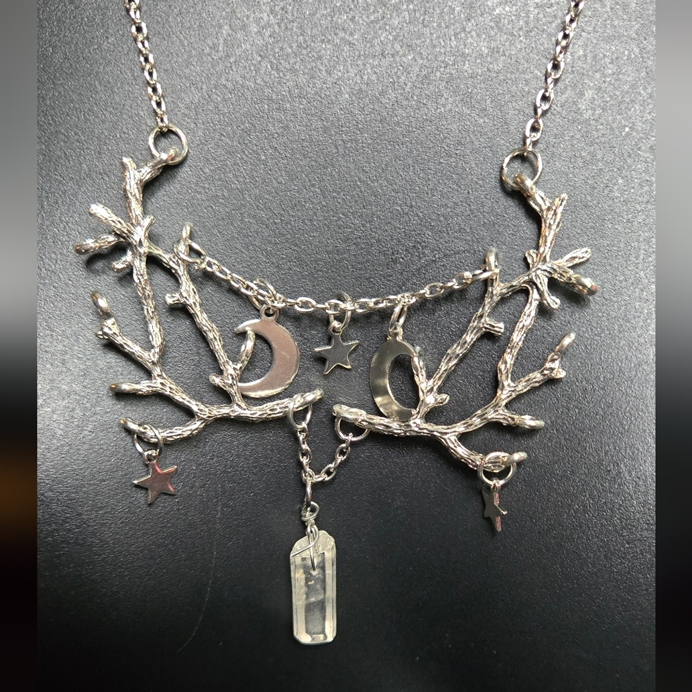 Quartz crystal Silver Celestial Necklace 13"/26" adjustable - Picture 7 of 7